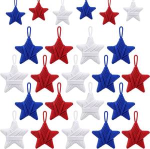 lot 20186 image: 24 Pcs 4th of July Star Ornaments for Tree - Patriotic Red White Blue Decor