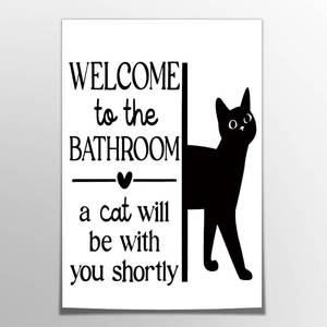 lot 20219 image: HNNXAR Funny Cat Bathroom Wall Art - Cat Will Be With You Shortly 12x16in