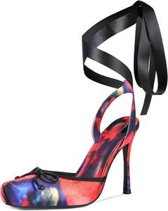 lot 20306 image: Saint Leia Womens Square-Toe Bow Heels Lace-Up size 36