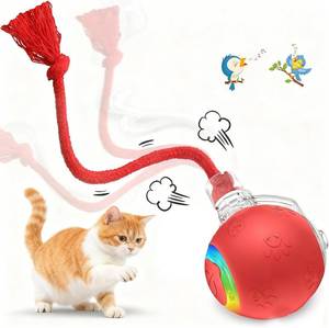 lot 20335 image: Red Interactive Cat Toy, Automatic Moving, Motion-Activated, USB Rechargeable