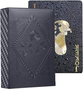 lot 20338 image: Waterproof Plastic Black Playing Cards, Durable Deck for Poker & Blackjack