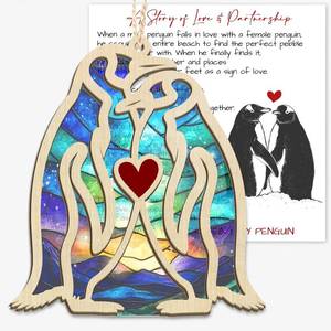 lot 20350 image: TEEZWONDER Penguin Suncatcher Ornaments 2026 Tree Decorations with Card