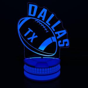 lot 20384 image: CLORURBANLIVE 3D Football Dallas Night Light with Remote, 16 Colors