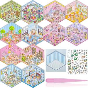 lot 20396 image: 3D Miniature Scene Stickers, 12 Sets, World Travel DIY House Stickers