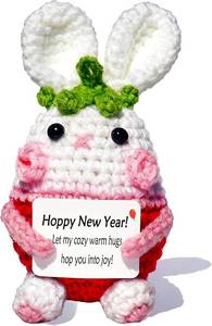 lot 20404 image: Emotional Support Crochet Bunny, Handmade Positive Crochet Gift Idea