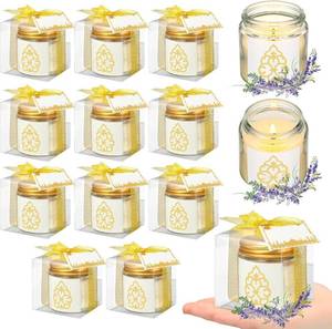 lot 20436 image: 12 Pcs Eid Mubarak Scented Soy Candles Lavender Glass Jar Gift Set