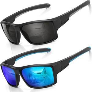 lot 20450 image: 2 Pack Mens Bifocal Sunglasses with Built-in Readers, Wrap, UV400, 1.25x