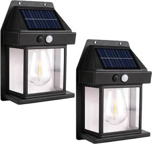 lot 20455 image: Solar Wall Lights Outdoor 2-Pack, Dusk-to-Dawn Motion Lights, 3 Modes