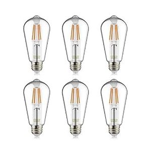 lot 20460 image: Helloify Light Dimmable Edison ST19 LED Filament Bulbs, 60W, 2700K, E26, 6