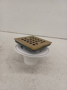 lot 19052 image: Signature Hardware Tile Square Complete Shower Drain, Brushed Gold