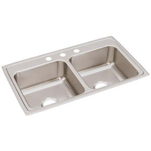 lot 19093 image: Elkay Lustertone Stainless Steel Drop-In Sink LR33193  Retail $335.93