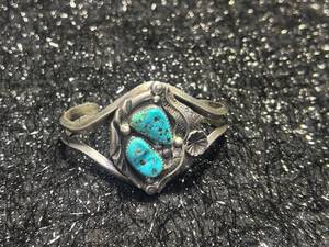 lot 4 image: Large and Heavy Turquoise Cuff Bracelet with Two Stones , confirmed by experts