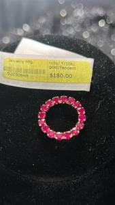 lot 27 image: Ruby 10K Gold Pendant