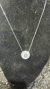 lot 35 image: Pendant Necklace with Blue Crystal Center and Chain 925