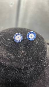lot 45 image: Sterling silver Blue and White Crystal Stud Earrings Pair
