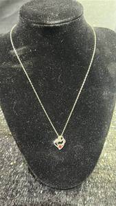 lot 54 image: Heart Pendant Necklace with Red Stone