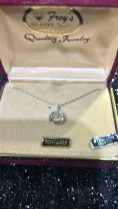 lot 81 image: Freys Quality Jewelry Sterling Silver November Birthstone Pendant Necklace