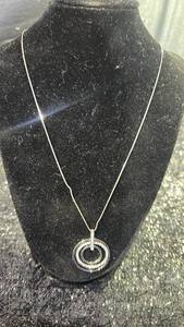 lot 85 image: STERLING SILVER  Concentric Circle Pendant Necklace