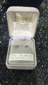 lot 94 image: Concepts Sensitive Care Gen. Blue Topaz Stud Earrings 32670