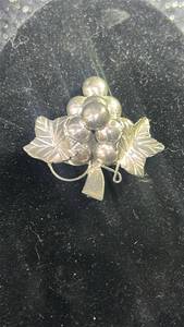 lot 103 image: Large Stamped .925 Brooch with Grape Cluster and Leaf Design