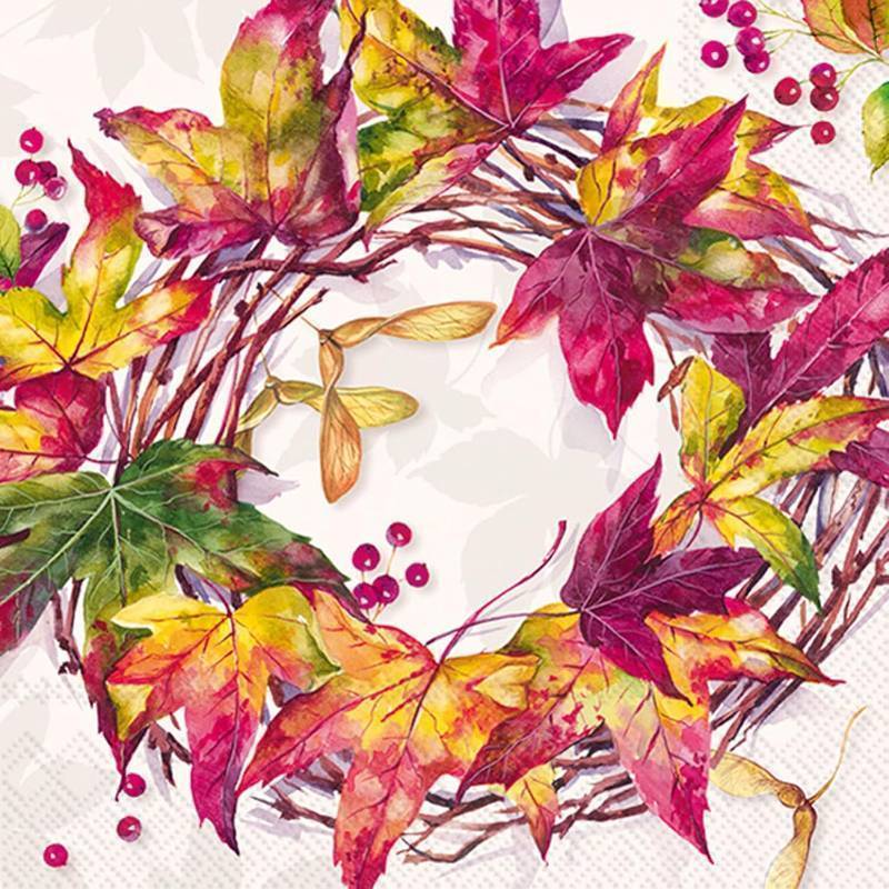 lot 64958 image: IHR Ideal Home Range Party Napkins Disposable 3-Ply Paper Lunch Napkin Pack, 6.5 x 6.5, Forest Wreath, 20-Count