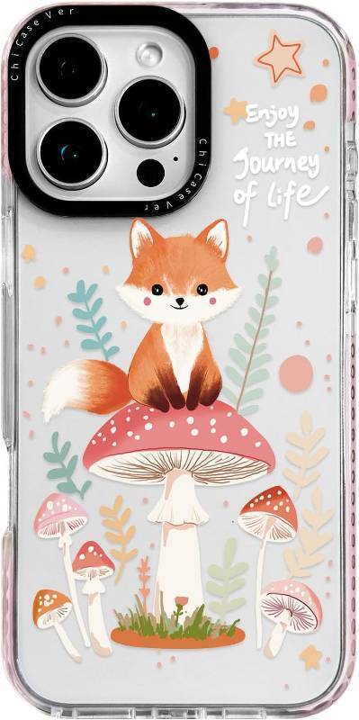 lot 65804 image: for iPhone 14 Pro Max Case, Cute Fox Woodland Pattern with Mushrooms, Military-Grade Drop Protection, Cute Soft Slim TPU Protective Cover with Camera Protection for Women & Girls
