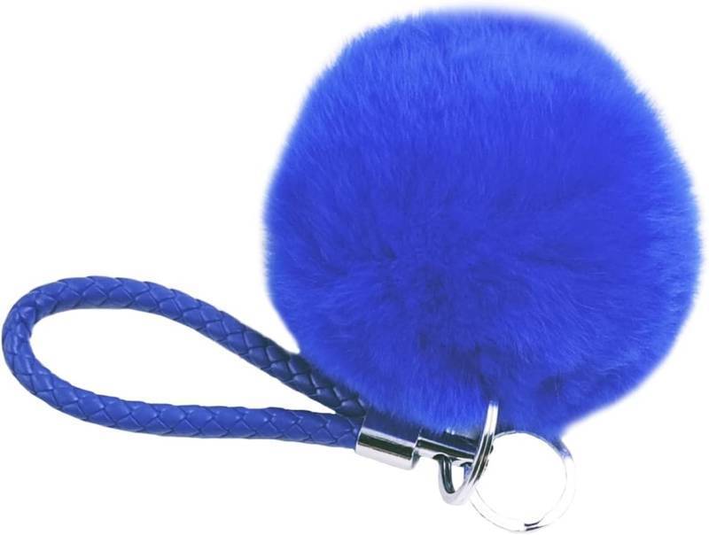 lot 65876 image: jtkdxqs Pom Pom Key Chain Artificial Rabbit Fur Plush Ball Key Ring with Leather Rope for Women Friends