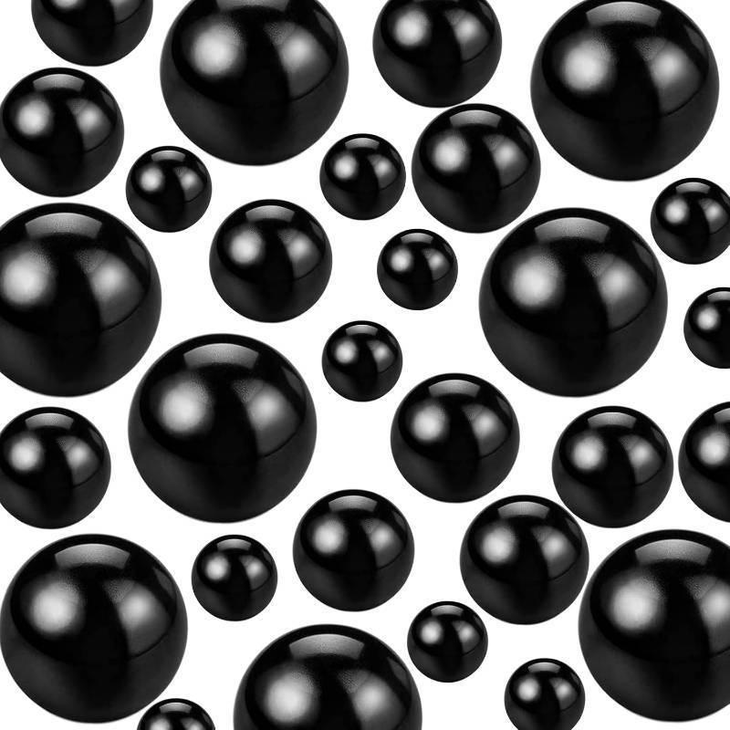 lot 65879 image: 220Pcs Black Pearl Beads for Vase Filler, No Hole Faux Pearls for Candle Centerpieces, Wedding Centerpiece, Birthday Party Home Decor, 81420mm