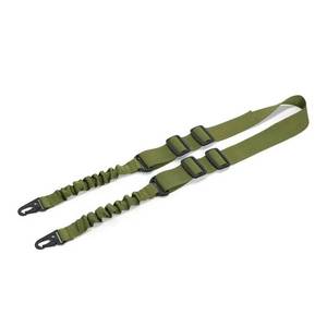 lot 53707 image: NEW Rifle Sling Tactical 2 Point Elastic Gun Sling Quick-Adjust With Metal Buckle GREEN