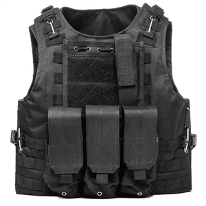 lot 53714 image: NEW Tactical Vest MOLLE Plate Carrier Adjustable With Quick Release and 5 pouches BLACK