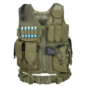 lot 56505 image: NEW Tactical Mesh Vest & Breathable Molle pouches fixed Universal Fit Adjustable GREEN