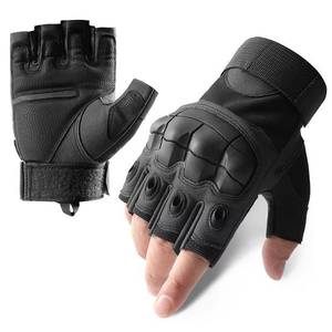 lot 56706 image: NEW Tactical Half-Finger Gloves Impact Breathable, Non-Slip, Adjustable, Quick Dry BLACK MED