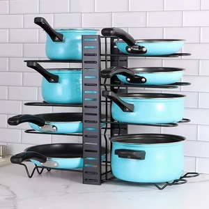 lot 59803 image: NEW Kitchen Under the Sink Pot Rack Organizer Detachable Pot Cover Rack Pan and Pot