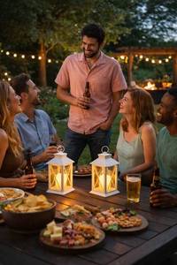 lot 59822 image: NEW Candle Impression 2 Pack White LED Lantern Flameless Set Wireless With Timer