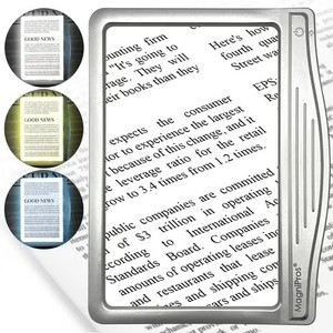 lot 65917 image: MAGNIPROS Large LED Page Magnifier with Anti-Glare Lens & 3 Color Light Modes   Ideal for Reading Small Print, Books, Magazines & Newspapers
