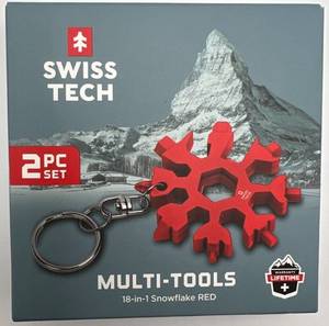 lot 65927 image: NEW Swiss Tech 2 Piece Set MULTI TOOLs 18 In 1 Snowflake Red