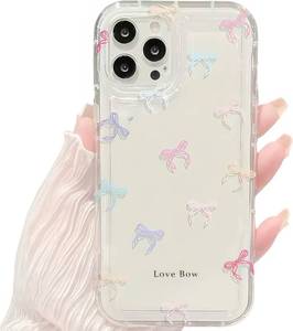 lot 65945 image: Cases for iPhone 11, Cute Ribbon Bow Tie Design Clear Soft Bumper Protective Phone Cover for Women Girls