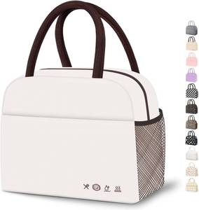 lot 67477 image: DALINDA Lunch Bag Lunch Box for Women Men Reusable Insulated Lunch Tote Bag, Handbags Case High Capacity for Travel Work Picnic,white