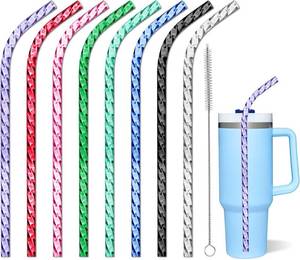 lot 67517 image: Reusable Straws for Stanley Cup Replacement,12 Inch Plastic Long Straw for 40 30 oz Tumbler,Colorful Hard Drinking Straws for Stanley,10mm Large Wide Water Bottle Straw for Stanley Cup Accessories