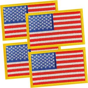 lot 67520 image: 4PCS American Flag Patches, Embroidered Iron onSew on US USA Flag Patches for Clothing Hat Backpack Jeans Jacket and More, Golden Border Iron