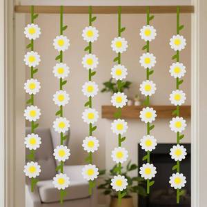 lot 67532 image: Tegeme 6 Pcs Felt Daisy Boho Party Decorations Daisy Banner Garland Spring Easter Party Decor Birthday Wedding Flower Garland Streamer Flower Banner Cutouts for Birthday Baby Shower Wedding Decor