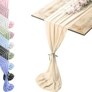 lot 67539 image: Silky Touch Chiffon Table Runner Set - 29 x 120, Elegant Blonde-Ivory Runner, Perfect for Halloween, Christmas, Weddings & Events