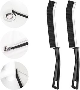 lot 67548 image: QTYORD 2Pcs Black Ultra-Fine PET Crevice Cleaning Brush, Hard Bristle for Bathroom, Kitchen, Tiles, Door Window Track Corner Deep Cleaning