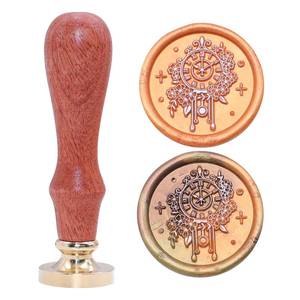 lot 67568 image: Wax Stamp, Custom Wax Seal Stamp, Removable Brass Head with Wooden Handle Suitable for Wedding Party Invitations, Gift Wrap, Envelopes, Thank You Cards-(Clock Print)