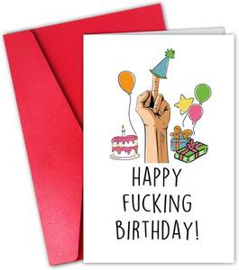 lot 67590 image: Funny Birthday Card for Friend Husband, Cute Birthday Card from Wife Girlfriend, Happy Fucking Birthday