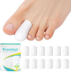 lot 67601 image: Promifun Toe Cap Bunion Protectors - 6 Pairs of Toe Protectors for Men and Women - Cushioning and Protection Provides Relief for Missing or Ingrown Toenails, Corns, Blisters, Hammertoes (White M)