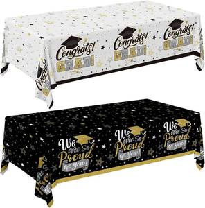lot 67619 image: Graduation Decorations 2026-2 Pcs Black and Gold Gongrats Grad Tablecover for Graduation Party Decorations Grad Plastic Table Covers 54x108