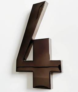 lot 67657 image: 8 Inch Balck House Number No.4 for Floor Yard Gate Buliding Mailbox Address Sign Decor Project, Metal Shiny.