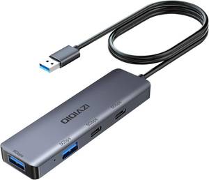 lot 67662 image: USB 3.0 Hub, 4 Ports with 2 USB-C 3.0 and 2 USB-A 3.0 with 3.3ft Extended Long Cable, Ultra Slim Portable Multiport Expander for Laptop, mouses, Keyboards