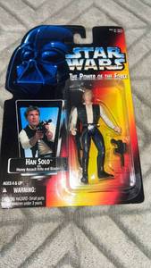 lot 56 image: Star Wars The Power of the Force Han Solo Action Figure with Heavy Assault Rifle and Blaster